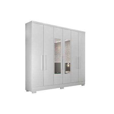 Imagem de Guarda Roupa 6 Portas (2 C/ Espelho) E 4 Gavetas C/ Pés Milly/veneza Neve - Novo Horizonte