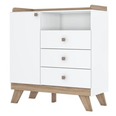 Imagem de Cômoda Infantil Confete Branco Brilho Jequitibá Hp - Henn