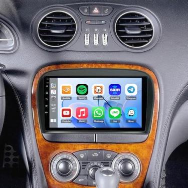 Imagem de Rádio estéreo com tela sensível ao toque de 22 cm para Mercedes-Benz SL R230 SL350 SL500 SL300 2005-2012, rádio CarPlay sem fio 4G + 64G Android 13 com câmera de backup Bluetooth FM WiFi e microfone