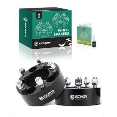 Imagem de YHTAUTO Espaçadores de roda 5 x 4,5 polegadas 5 polegadas serve para Jeep Grand Cherokee, Wrangler, Ford, Dodge, Lincoln, Mercury, Pontiac Modelo 5 x 114,3 mm Espaçadores de pneu com parafusos de 1/2" 82,5 mm furo do cubo 5 pinos 2 peças adaptador preto