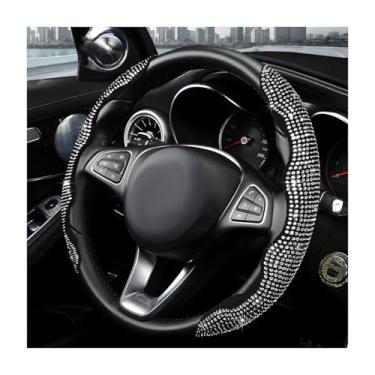 Imagem de MUQIDA 2 peças de capa de volante, protetor de volante segmentado de strass cintilante serve para 35,5 cm a 15,6 polegadas, capa de envoltório de roda antiderrapante, acessórios interiores de carro