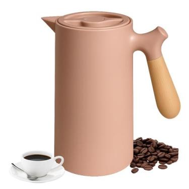 Imagem de Garrafa Térmica Café 1 Litro Cabo Madeira C/ Botão Nórdica - Yab, Marr