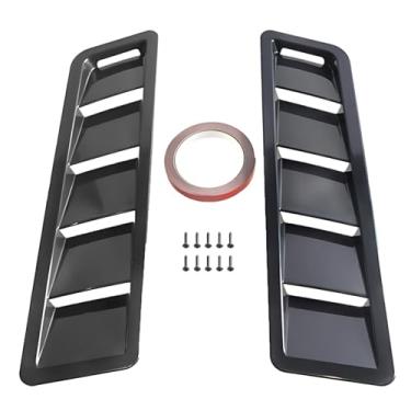 Imagem de Generic Capô de ventilação para carro, 2 peças, capota de 4,8 x 42,7 cm / 12,1 x 42,7 cm, decoração abdominal externa, entrada de ar do painel, dissipação do motor do capô térmico, fibra preta/carbono