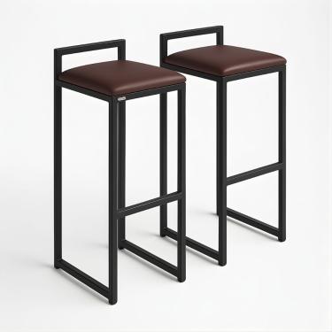 Imagem de Kit 2 Banqueta Cozinha Balcão Alta Corino Bistro Bar Moderno Cor:marrom