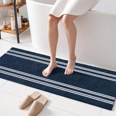 Imagem de Arenarug Tapetes de banheiro 61 x 152 cm extra macios tapete de banheiro antiderrapante absorvente tapete de banho de chenille lavável à máquina tapetes de banho para banheiro tapetes de banho azuis