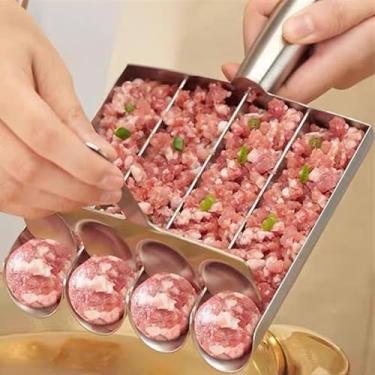 Imagem de Máquina de almôndegas 4 em 1, ferramenta de formação de almôndegas de aço inoxidável para almôndegas de tamanho uniforme, bolas de peixe, bolas de arroz e muito mais