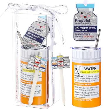 Imagem de Sieral Conjunto de 5 peças engraçadas de presente de agradecimento de Natal para enfermeira de aço inoxidável 355 ml, canetinhas esferográficas com caixa e fita, presentes de agradecimento para