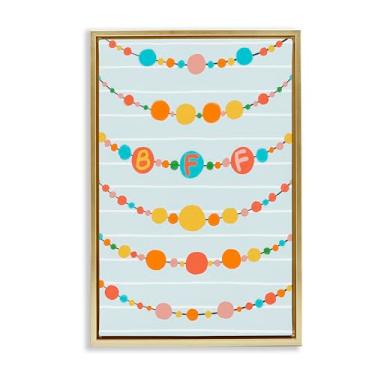 Imagem de Stupell Industries Arte de parede em tela flutuante emoldurada preta com contas da amizade, design de Connie Summers, 78 x 53 cm