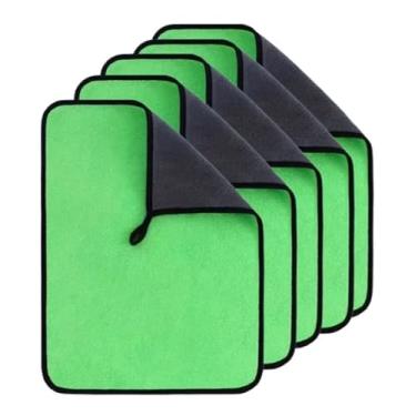 Imagem de Kit 5 Panos Microfibra 600gsm Flanela Automotivo Secagem Polir Carro Pano Multiuso Vidro(Verde)