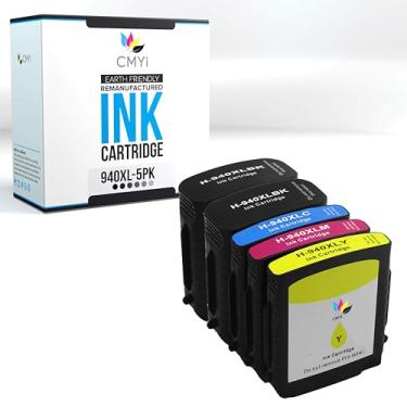 Imagem de CMYi Pacote combo de cartuchos de tinta de substituição 940XL para impressoras HP OfficeJet Pro 8000 - A809n, Pro 8500 - A909a, Pro 8500 - A909n, Pro 8500 - A909g (2 pretas, 1 ciano, 1 magenta, 1