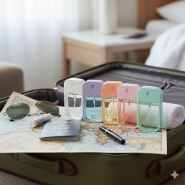 Imagem de Kit 4 Frascos Spray Portáteis Recarregáveis 45ml – Para Álcool em Gel, Perfume, Aromatizador e Cosméticos – Design Slim Colorido de Bolso