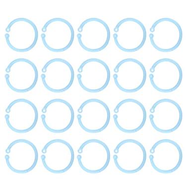 Imagem de Anel de pasta de plástico folha solta único anel flexível organizador durável para armazenamento de arquivo escolar de escritório chaveiro álbum de fotos 30mm de diâmetro 20 peças (Azul)