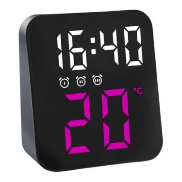 Imagem de Relógio Digital - Ideal para Mesa e Parede - Display de Led com Luz Noturna, Exibe Temperatura, Função de Despertador, Carregável via USB ou Pilha (Roxo)
