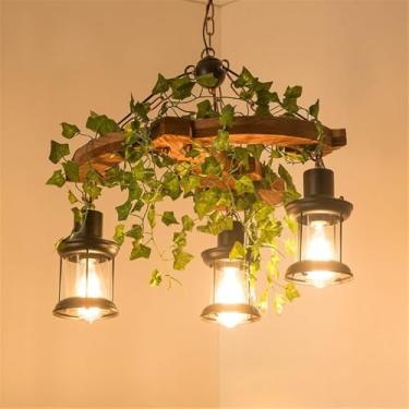 Imagem de Lustre Americano Pastoral LED Industrial Retrô Criativo Música Restaurante Bar Cafeteria Loja de Chá Loja de Roupas Plantas Verdes Decoração Luminária Pendente (YA 3 Lâmpadas)
