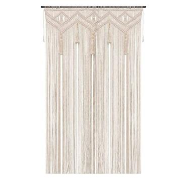 Imagem de GCOVELIS Boho para Quarto Cortinas de Macramê para Janelas Sala de Estar Decoração Boho Grande Macramê Cortina de Contas para Armário de Porta Cortinas de Fundo de Casamento, 130 cm L x 182 cm C