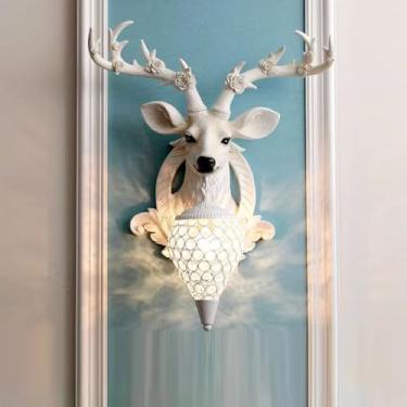 Imagem de Luminária de parede contemporânea em formato de veado, ideal para sala de estar, quarto, escritório, casa de campo, hotel, quarto infantil e corredor, com iluminação LED (Estilo J)