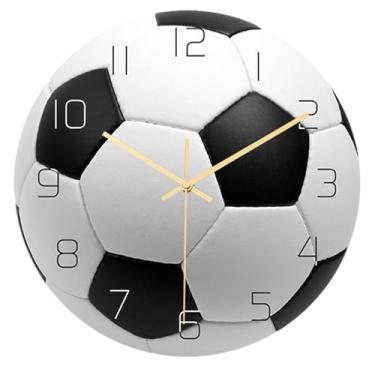 Imagem de Relógio de parede esportivo para quarto de meninos, relógio de parede de academia | relógio de parede silencioso do basebol,Relógio de parede criativo, futebol, basquete, vôlei, formato de Hoghaki