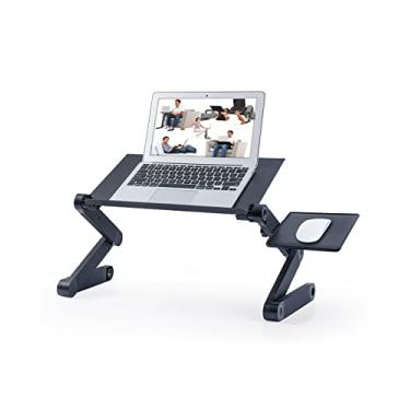 Imagem de Mesa de laptop de alumínio ajustável para mesa de cama bandeja de suporte portátil para notebook sofá-cama (cor: azul) (D)