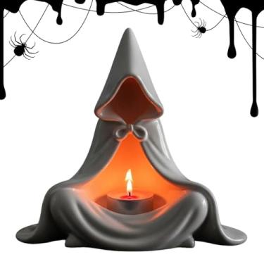 Imagem de Castiçal de Halloween - Suporte de vela decorativo de mesa, castiçal decorativo em forma de bruxa fantasma para outono, festivais escolares, reunião de família, sala de estar, estudo