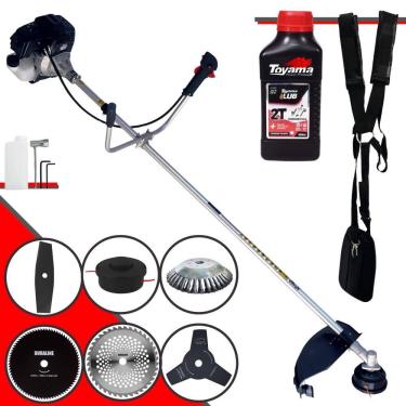 Imagem de Roçadeira Toyama RT43LB-25A À Gasolina 43cc 1,7HP Completa Com 6 Opções de Cortes, Carretel Nylon + Kit 4 Facas + Escova de Aço Circular + ÓLEO TOYAMA
