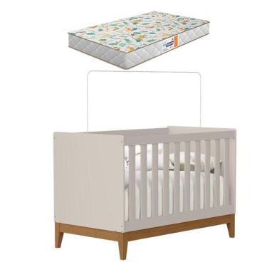 Imagem de Berço Americano Flip Areia Acetinado Com Colchão Gazin - Reller