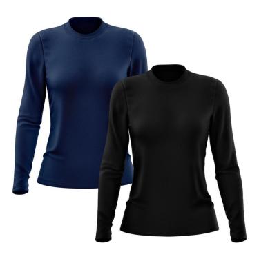 Imagem de Kit 2 Camisetas Feminina Manga Longa Segunda Pele Térmica Proteção Solar UV 50-Feminino