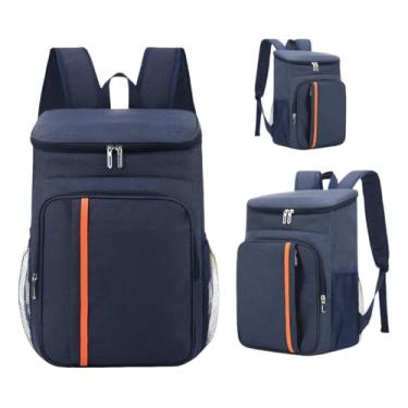 Imagem de Mochila Térmica Premium, 23 Litros, Preta com Detalhe Laranja, Impermeável, Material Oxford, para Praia, Verão, Cerveja, Piquenique (Azul)