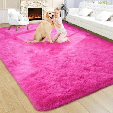 Imagem de Alfombra Noahas 58x76 cm de Peluche Grueso Antideslizante Rosa Fucsia