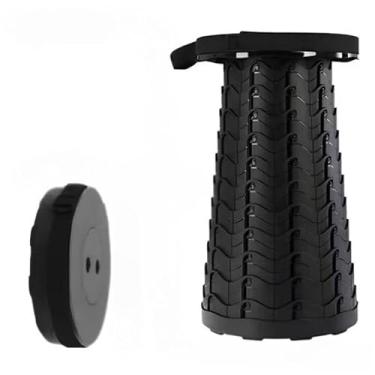 Imagem de Banco Dobravel Portatil Com Alca Telescopica Banquinho Retratil Ajustavel Para Pesca Camping Banheiro Eventos E Viagens (01-preto)