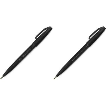 Imagem de Marcador Pentel SES15NBPA Punta Tipo Pincel Fude Negro Paquete 2