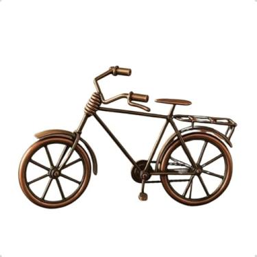 Imagem de Bicicleta Decorativa de Metal, Bronze, Estilo Vintage Retrô, Miniatura com Rack Traseiro