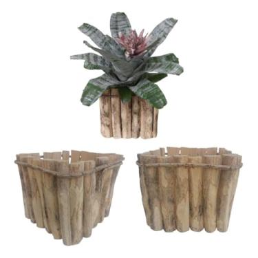 Imagem de Cachepot Quadrado Rustico Madeira De Cafe Para Flores Tam.gg