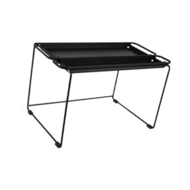 Imagem de IEUDNS Prateleira de armazenamento de armário, prateleira estável para balcão de cozinha com bandeja, suporte para forno de micro-ondas, multiuso para, Preto