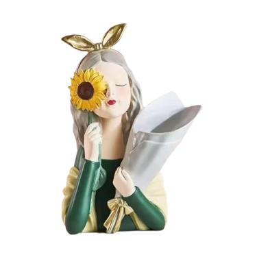 Imagem de Ioensy Ornamento de vaso de flores, decoração de estátua de de resina, escultura de suporte de plantas fofas, estatueta de, para festa, Ouro