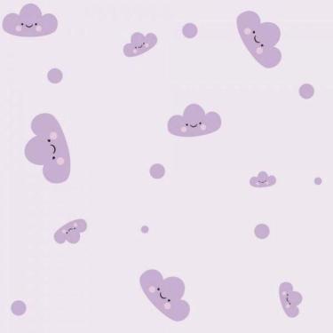 Imagem de Papel De Parede Infantil Nuvem Menina Lilás