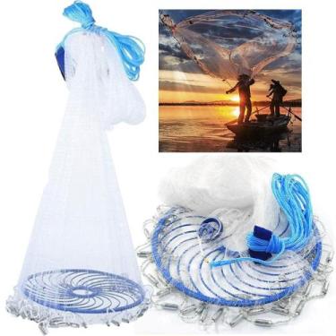 Imagem de Rede Pesca Tarrafa Chinesa 3 Metros Discos Pescaria Malha Multifilamen