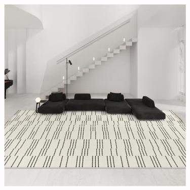Imagem de SPXMQSS Tapete de sala de estar, tapetes para quarto, ultramacios, para sala de estar, antiderrapante, não cai, lavável na máquina - preto/branco