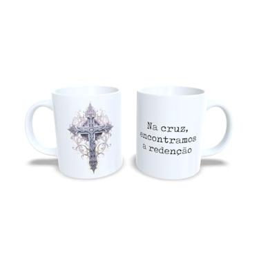Imagem de Caneca de Cerâmica com Estampa Católica Divina Luz, Branca, 325 ml, Design Religioso de Jesus (13743)