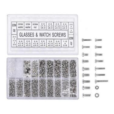 Imagem de Kit 1000 Parafusos Relógios Óculos Conserto Fornitura Porca - Terceiro