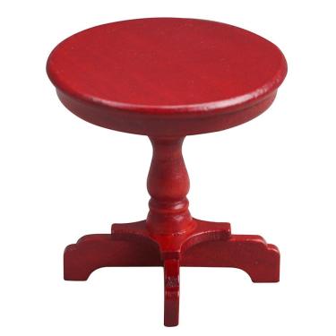 Imagem de Mobiliário de casa de bonecas em miniatura Mesa de café redonda de madeira 1:12