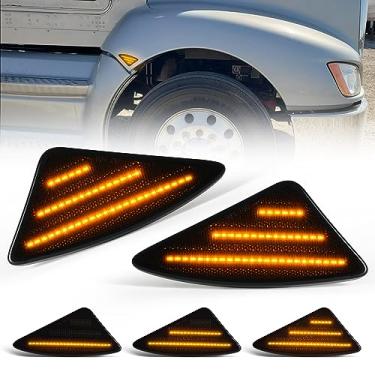 Imagem de NEIFILES Luzes de LED laterais compatíveis com semi caminhões Kenworth T660 T170 T270 T370 2008-2021, luzes de seta dinâmicas, lentes fumê plug&Play, à prova d'água