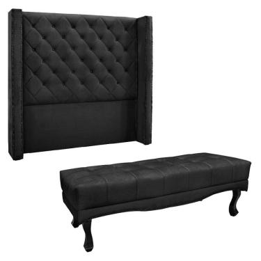 Imagem de Kit Cabeceira E Calçadeira Queen 1,60M Verde Floresta