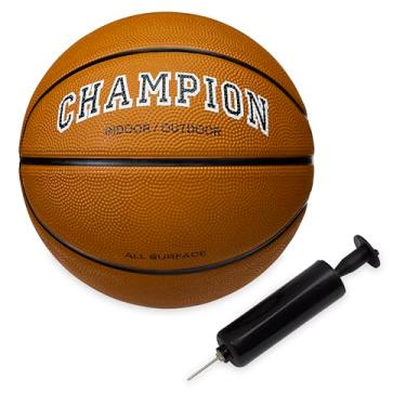 Imagem de Champion Basquete Downtown (72,4 cm, clássico) - Capa de borracha durável com canais profundos para melhor controle, bexiga butílica anti-explosão, inclui bomba de bola, para jogos internos/externos