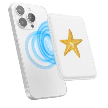 Imagem de Suporte magnético para iPhone, carteira fina de couro PU, capa para cartão, capa traseira para cartão, acessório de telefone fofo