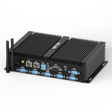 Imagem de HISTTON Mini PC sem ventoinha Windows 11 Pro, PC Industrial Core i7-8550U, DDR4 16GB RAM 512GB MSATA SSD, 6x RS232 COM, 6x USB, 2 LAN, HDMI e VGA Dual Display, WiFi 5, BT4.2, Suporte Linux
