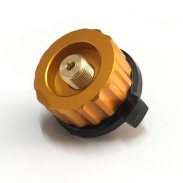Imagem de Adaptador de fogão de acampamento conector de recipiente de gás de cobre rosca grossa durável conversor de garrafa de combustível amarelo