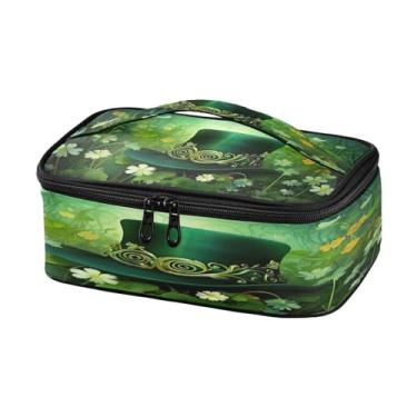 Imagem de Wassud Lancheira pequena com chapéu verde e flores, mini bolsa térmica portátil com alça para escritório, praia, viagens