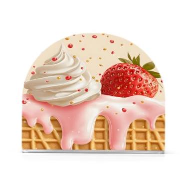 Imagem de Qilmy Porta-guardanapos, porta-guardanapos de sorvete deliciosos para mesas cozinha restaurante decoração de casa, suporte decorativo moderno para guardanapos de coquetel de papel de jantar 415