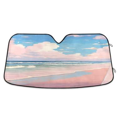 Imagem de Wassud Para-brisa para-sol acessórios de carro dobrável para janela dianteira do carro blocos raios UV verão bonito praia refletivo guarda-sol 70 x 139 cm