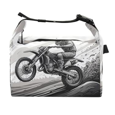 Imagem de STAYTOP Lancheira estilo cinza motociclista com fivela de alça, lancheira isolada para meninos e meninas, lancheira térmica para trabalho escolar